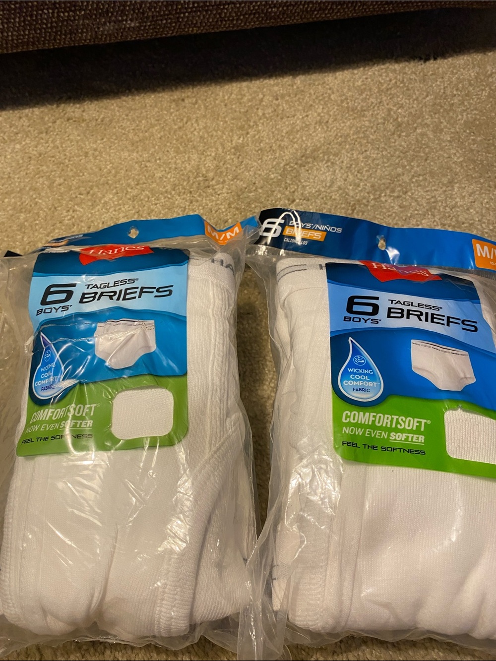 Hanes White Boys' 6-Pack Tagless Briefs (2 Packs)